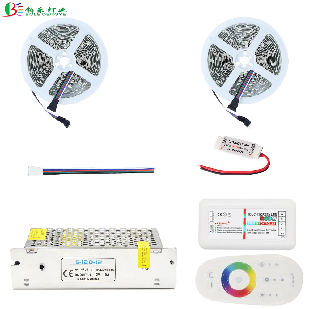 5050 RGBW Светодиодные ленты не Водонепроницаемый гибкая лента 10 м 15 м 20 м + 2,4 г РФ RGBW Пульт дистанционного управления + RGBW усилитель + DC12V Питание