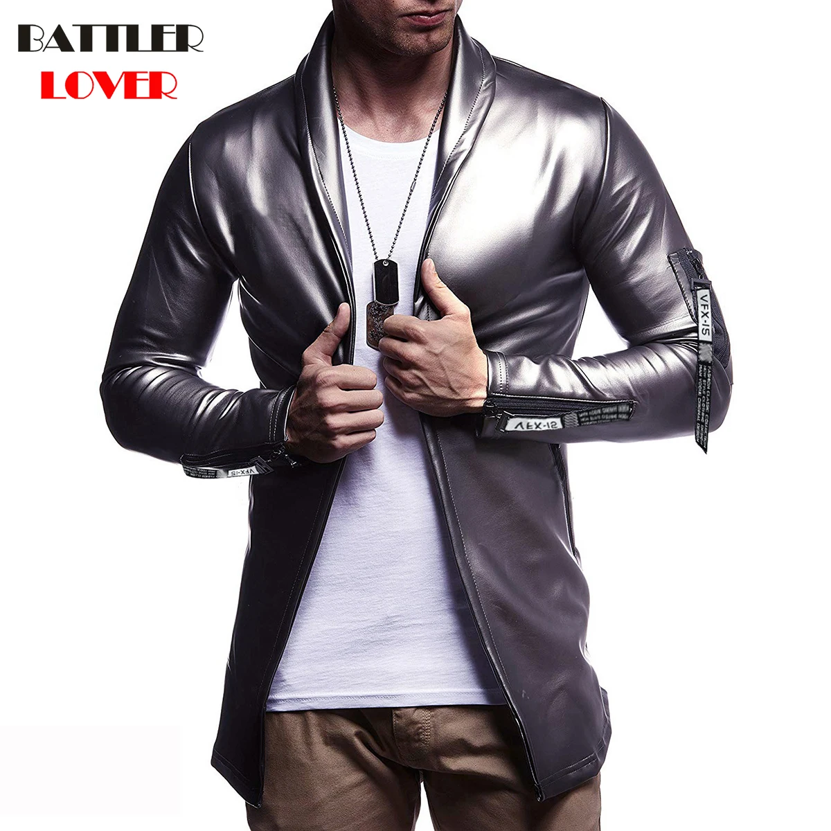 Luxury Brand Men Blazer Spring High Quality PU Leather Slim Fit Elastic Suit Hip Hop Mens Terno Masculino Blazers Men DJ Jacket