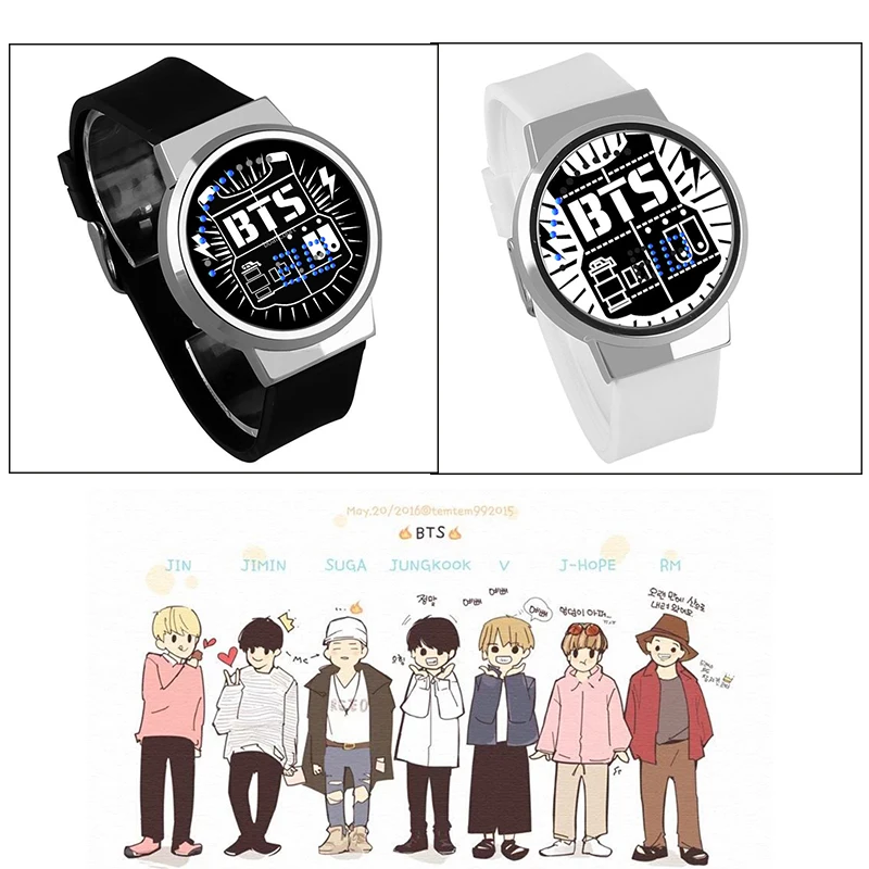 

Kpop Stars BTS Peripheral LED Watches With Touch Screen Kim Tae Hyung Jeon Jung Kook V Smartwatches Wristwatches Birthday Gifts