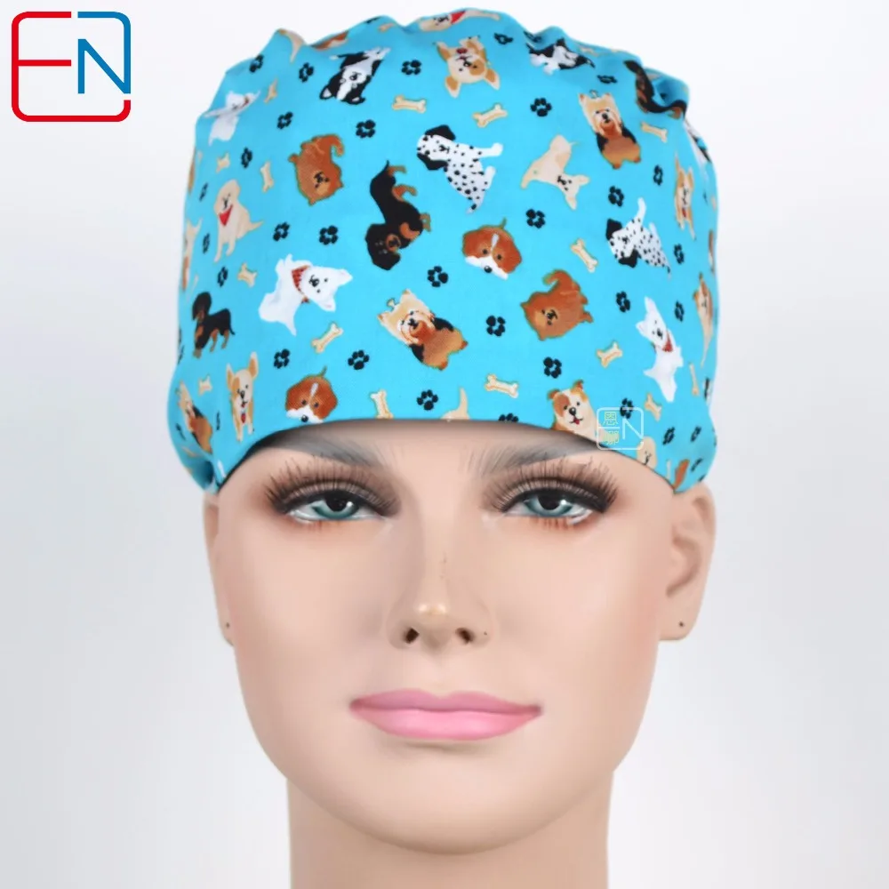 

180410 Henner Surgical Caps Mask Women Doctor Nurse Medical Cap Woman Scrub Caps Printed Cotton Dome Scrub Hat For Doctor Unisex