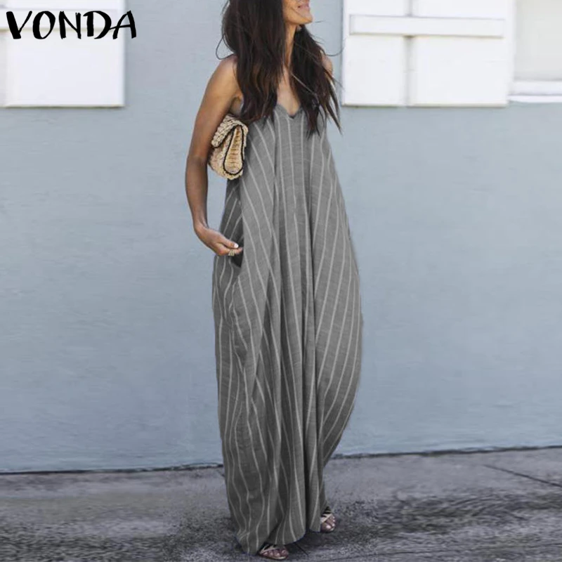

Plus Size Striped Maxi Long Dress 2019 Summer Bohemian Women Sexy V Neck Backless Strapless Casual Loose Vestidos Beach Sundress