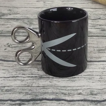

1 Pcs Creative Scissors Model Ceramic Cup Gold and Silver Handle Home Office Drinking Cup Coffee Cup Unique Holiday Gift 6ZDZ258