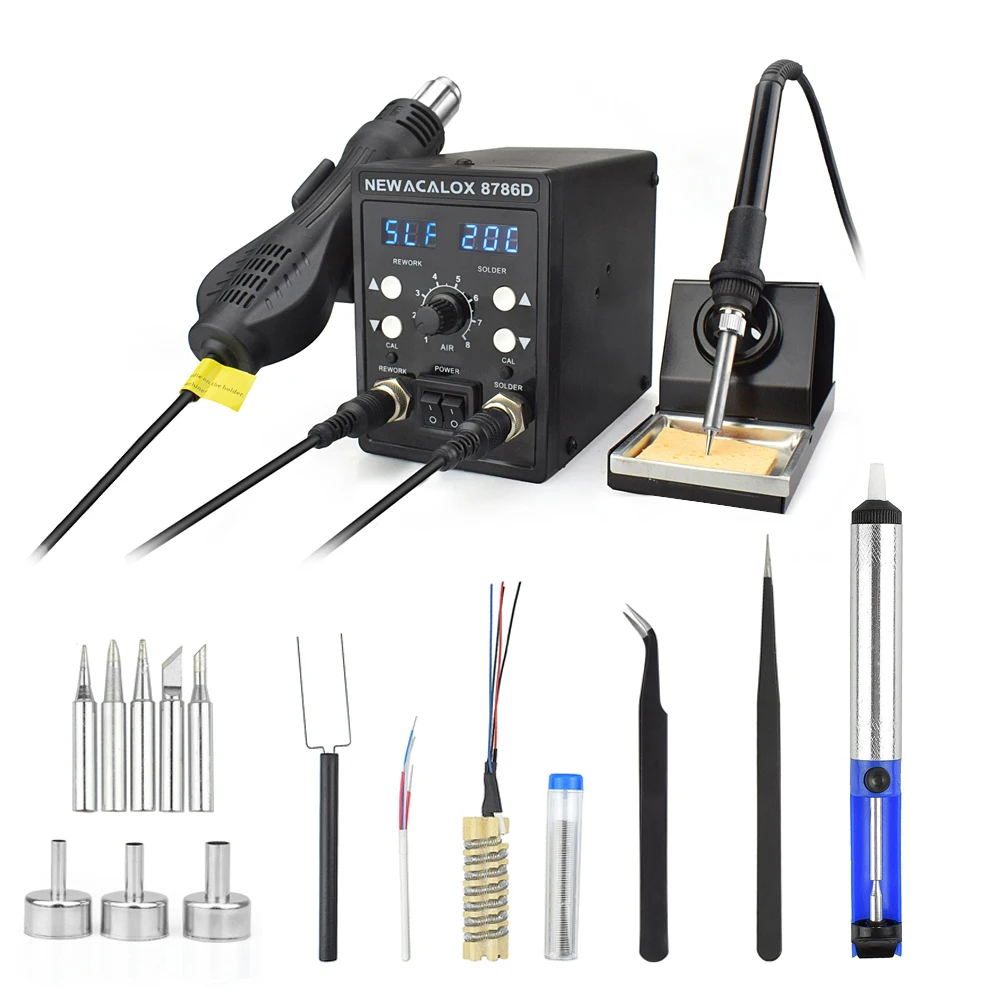 Паяльная станция 2 в 1 NEWACALOX 8786D 878 цифровой сварочный паяльник 750 Вт с SMD набор