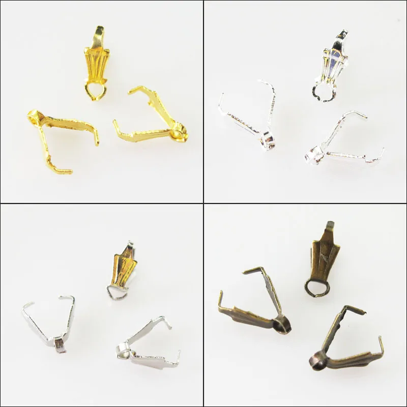 

New 200Pcs Necklaces Chains Connectors Clip Bail Gold Dull Silver Bronze Plated 3x8mm