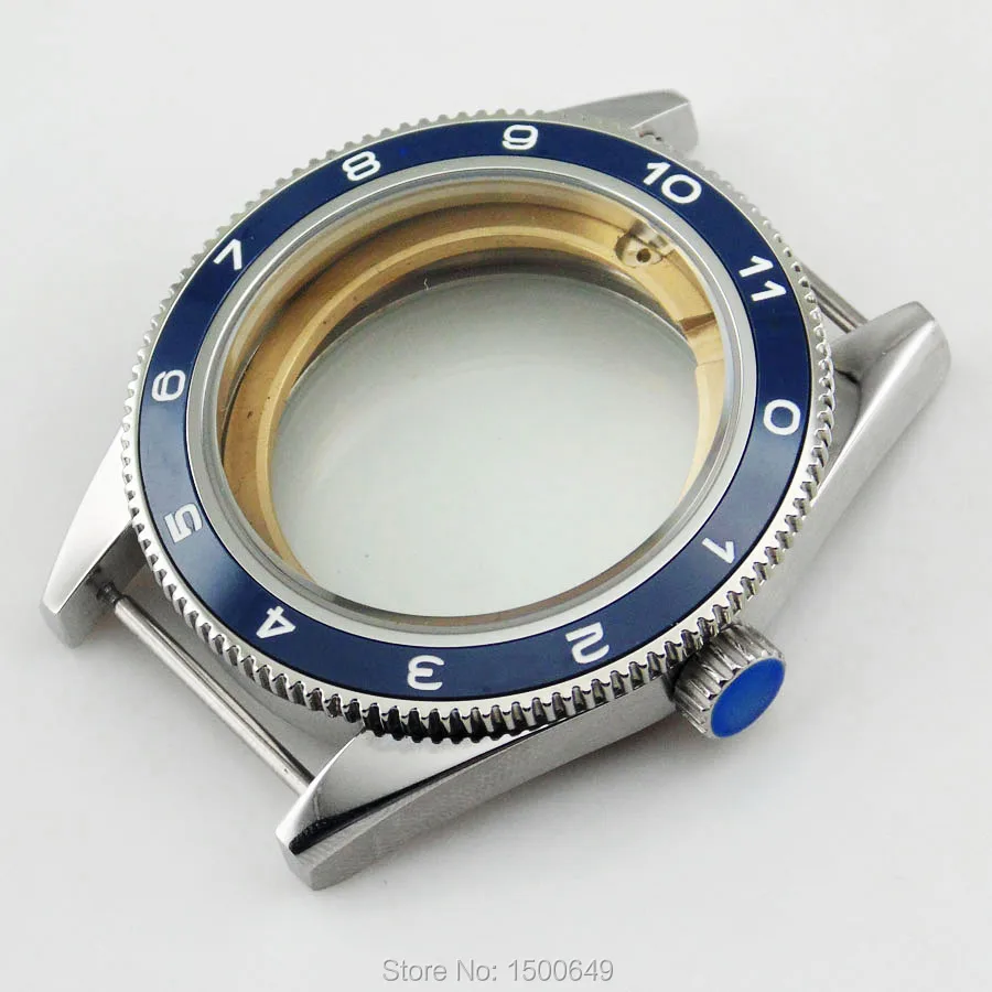 

DEBERT Ceramic blue bezel 41mm Sapphire watch Case fit DG 2813,ETA 2836 P479
