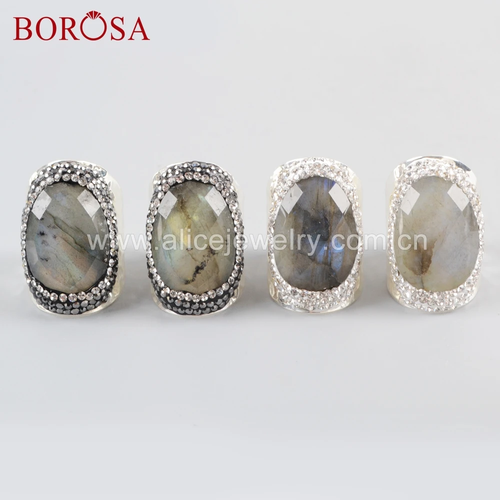 BOROSA 6 шт. серебряного цвета цвет натуральный Ограненный Лабрадорит камни Друза