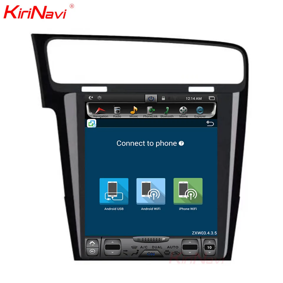 Top KiriNavi Vertical Screen Tesla Style Android 7.1 10.4 Car Multimedia DVD Player For VW Golf 7 Radio Navigation 2013 + 4 Top KiriNavi Vertical Screen Tesla Style Android 7.1 10.4 Car Multimedia DVD Player For VW Golf 7 Radio Navigation 2013 + 4