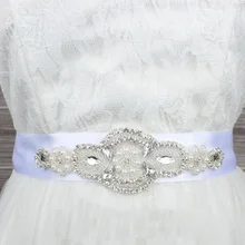 Светло-фиолетовый новое поступление элегантные жемчужные Стиль Кристалл Люкс Sash горный хрусталь шарик Свадебная вечеринка невесты Платье с поясом кушак