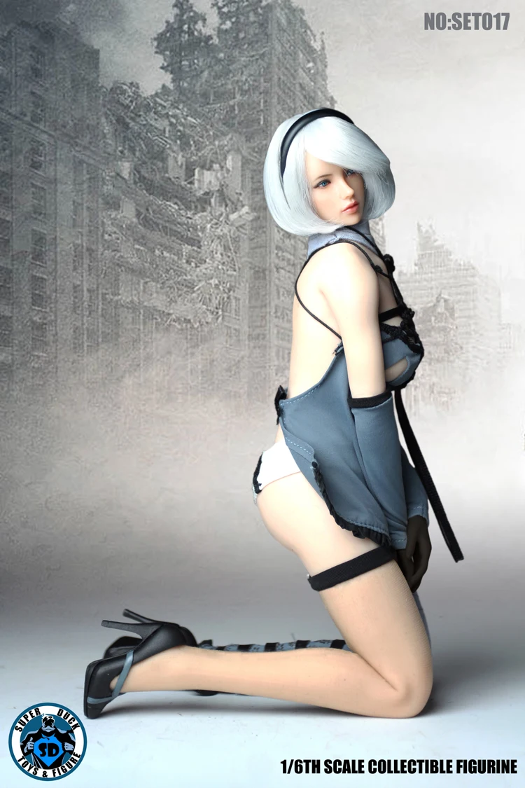 SUPER DUCK SET017 Female Automata 2B Clothes w// Head Set 1//6 Fit Phicen body