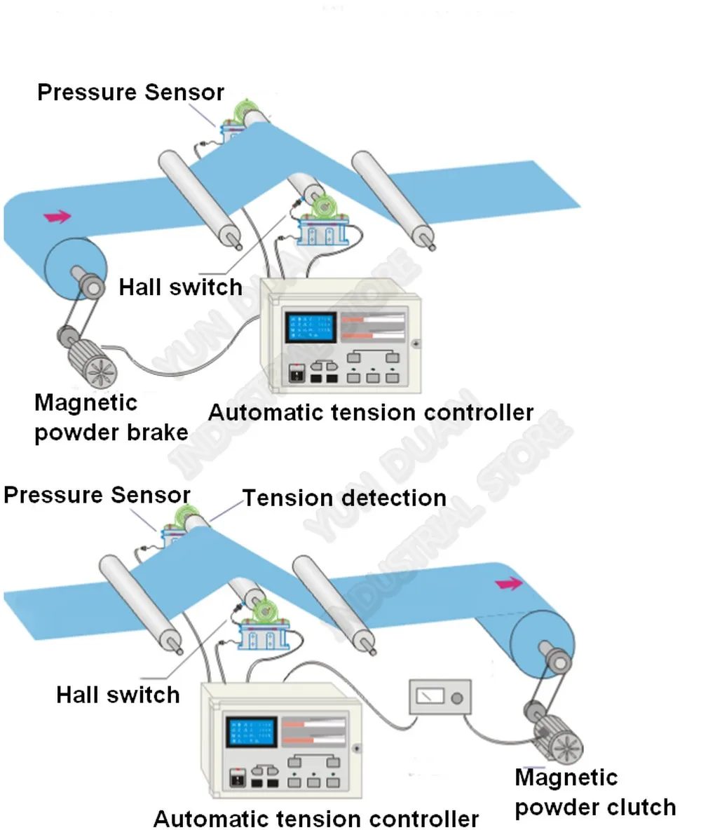 1000N 100 кг автоматический регулятор натяжения и датчик давления и переключатель Холла наборы для магнитного порошка тормоза сцепления печатная машина