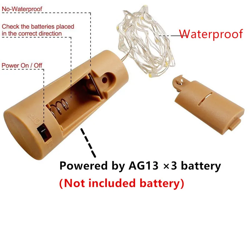 1 м/2 м/3 м светодиодный гирлянда медный провод Corker гирлянда сказочные огни для стеклянной бутылки Ремесла год/Рождество/Свадебные украшения