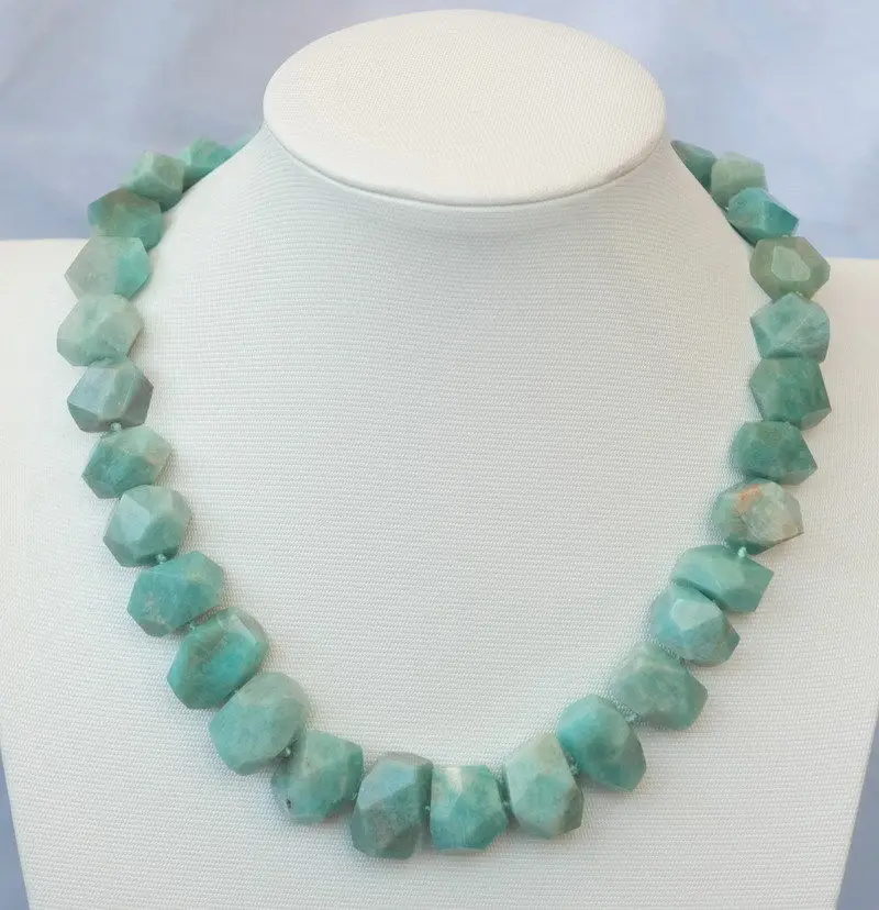 Beautiful natural Amazonite Faceted 13x18mm necklace 18"