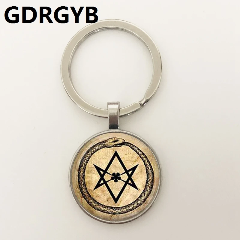 2019 художественная стеклянная Пряжка для ключей ouroboros с гексаграммой змея