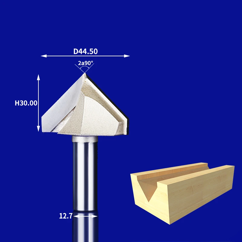 1PCS-Freeshipping CNC карбида вольфрама с покрытием Алюминий нитрид Титан, фреза по дереву, деревообрабатывающие фрезы, дерево, инструмент, 3D dc-двигатель, напряжение 90 градусов гравировка - Длина режущей кромки: 12.7mm x 44.5mm