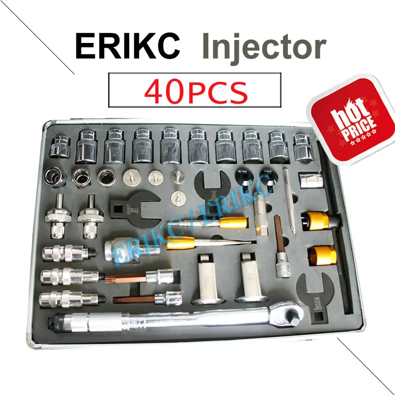 

ERIKC 40pcs Hot Sale Common Rail Injection Repair Tool Kits, Diesel Fuel Injector Dismantling Equipments Total 40 pieces