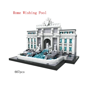 

667pcs Street Building series Mini Rome Wishing Pool 3D Model Building Blocks Compatible with lego10019