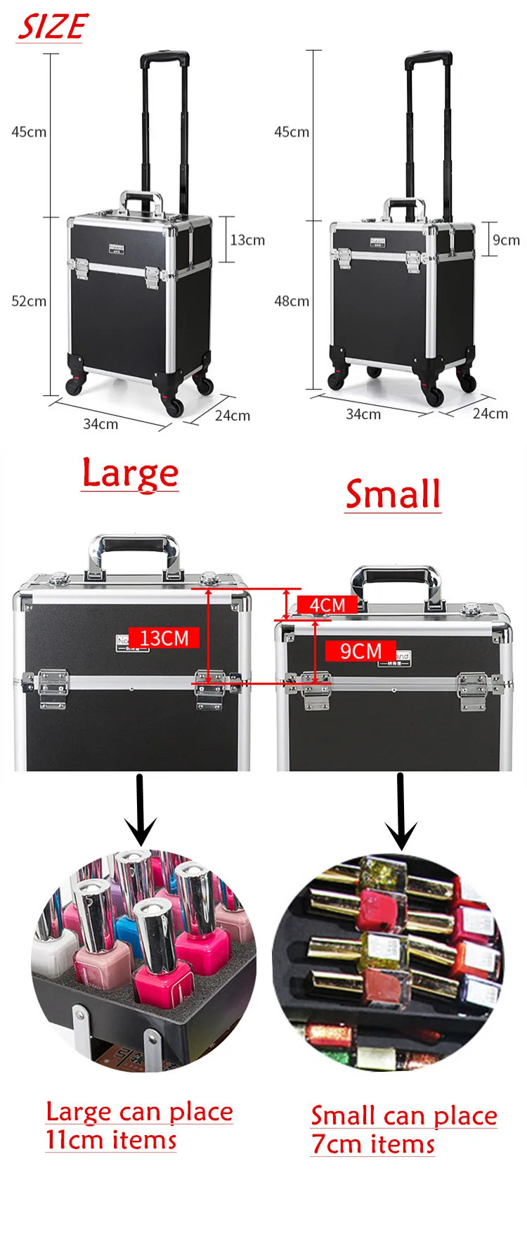 Косметички на колесиках, косметички для ногтей, косметичка на колесиках, чемодан для путешествий, чемодан с колесиком