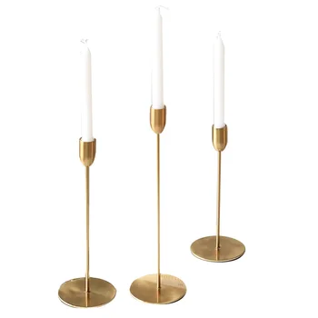 

Gold Metal Candlestick Holder Home Decoration Candle Holders Brief Rose Gold Color Wedding Gifts Table Decoration Candelabrum