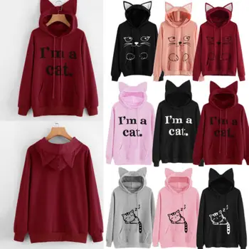 

Women Hoodie Long Sleeve Sweatshirt Jumper Hooded Pullover Tops Ladies Female Print Warm Brief Sweatshirts Top