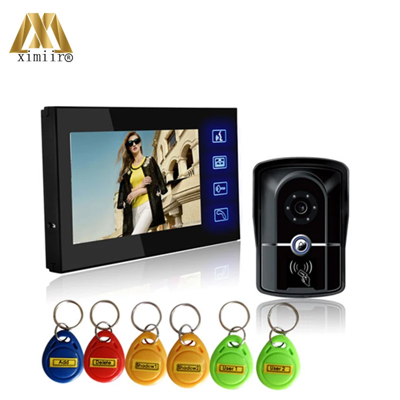 Хорошее качество 7 дюймов дверной звонок с RFID и пароль двери Система контроля доступа видео телефон 806FGID11