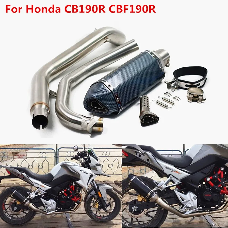 

Motorcycle Full Slip On Exhaust Muffler With Akrapovic Middle Link Pipe With Moveable DB Killer For Honda CB190R CBF190R