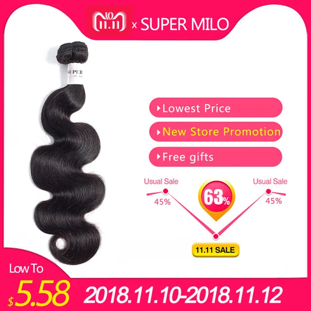 Best Price Super Milo Hair Body Wave 1 Piece Peruvian Hair Weave Bundles 100% Human Hair Extensions Natural Color 8-26 inch Non Remy Hair Best Price Super Milo Hair Body Wave 1 Piece Peruvian Hair Weave Bundles 100% Human Hair Extensions Natural Color 8-26 inch Non Remy Hair