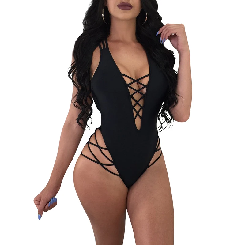 

Sexy Strappy Sleeveless Fit Romper Body Bodysuit Slim Skinny Tight Jumpsuit Summer Beach Playsuits WS9429V