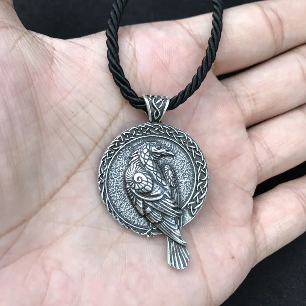 Мужской talisman Викинг один кулон с вороном Wicca black bird celt ожерельлье вороной амулет