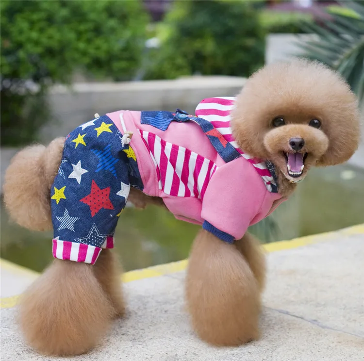 Winter Dog Jumpsuit Dog's Coat Plaid Clothes of Modern Pet Coats Keep Warm for Small dogs Stars
