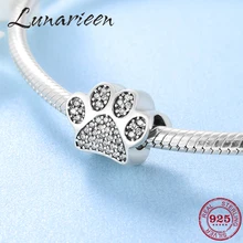 925 стерлингового серебра милый Циркон собачья лапа дамы ювелирные изделия бусины подходят Pandora Шарм браслет ювелирных изделий
