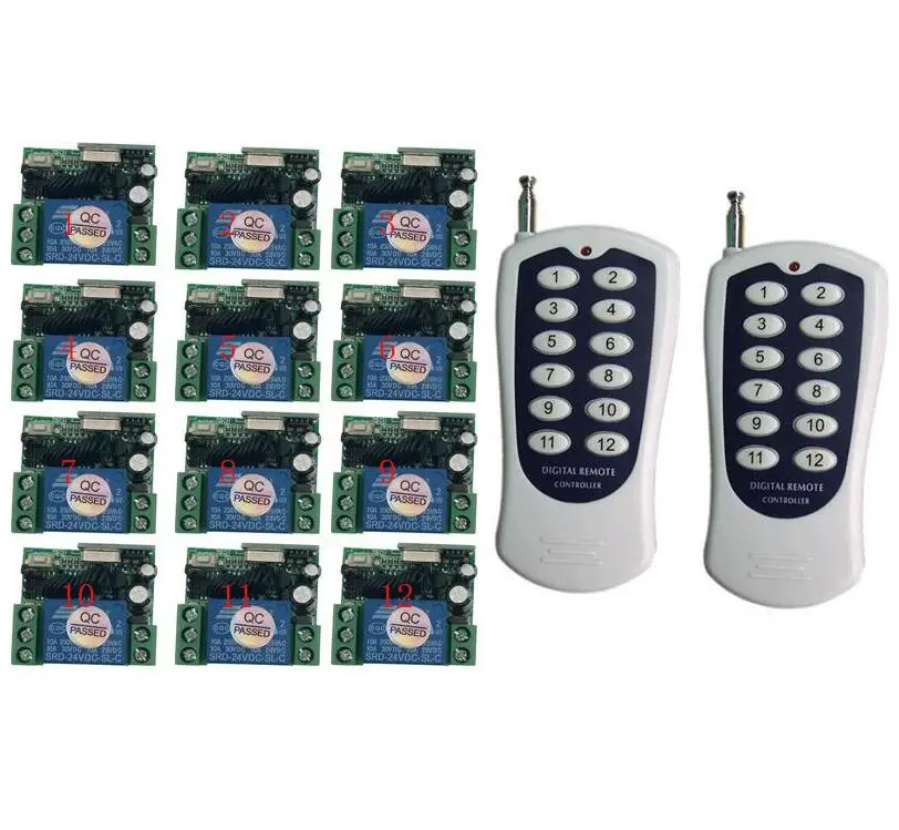 

DC 24 v 1CH mini RF wireless remote control light switch Learning code receiver+ transmitter 315/433MHZ 100m