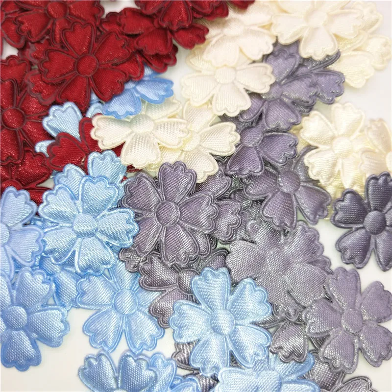 

40pcs/lot Satin Plum Flower For Clothes Sewing Supplies DIY Craft Decoration