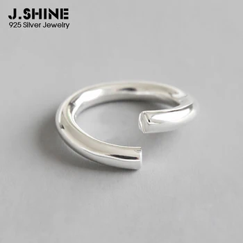 

JShine 100% S990 Sterling Silver Fashion Open Ladies Ring Minimalist Jewelry Glossy Silver Finger Rings for Women Fine Jewelry