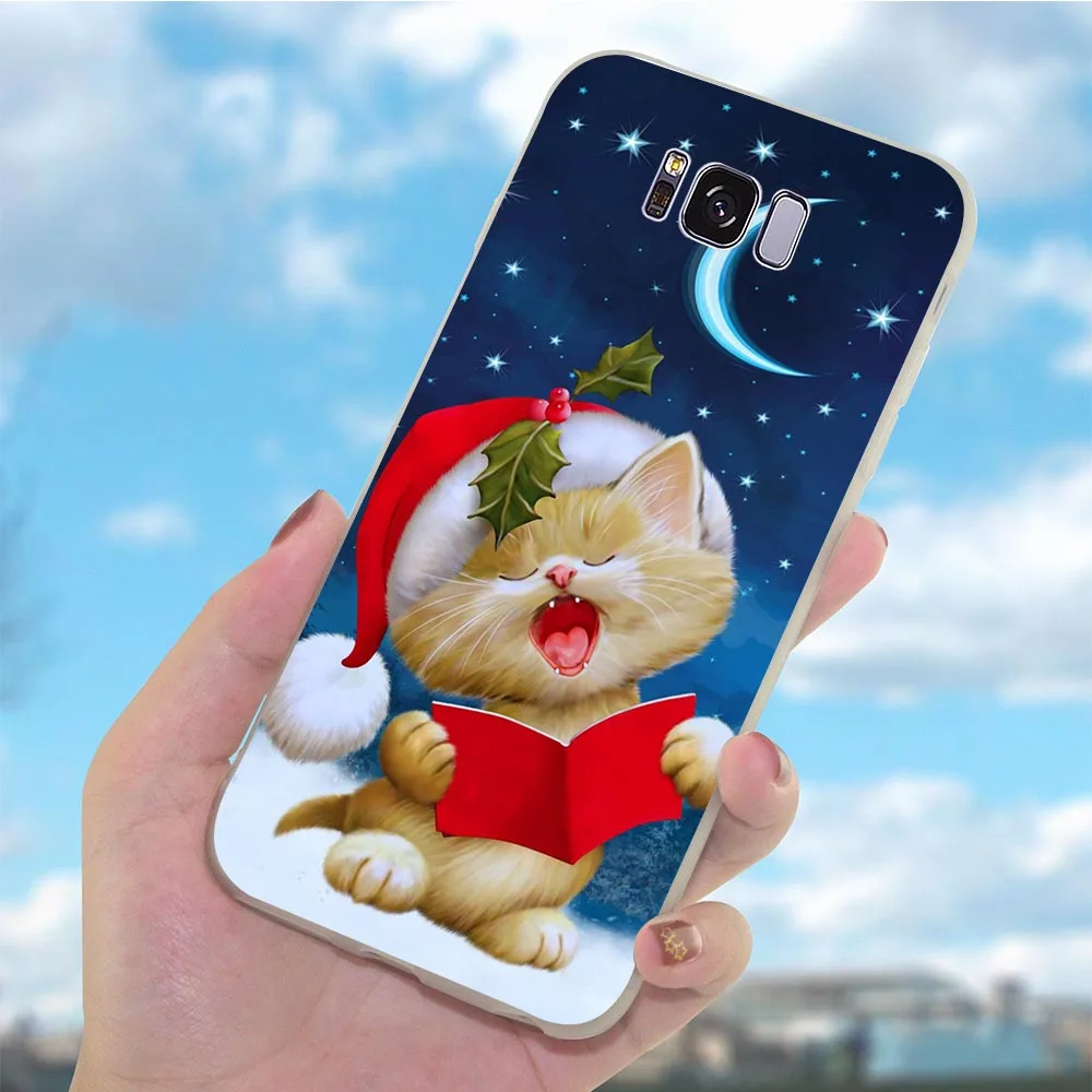 Чехол для телефона с изображением милого кота на Рождество Galaxy Samsung S10e S6 Edge M10 M20 M30