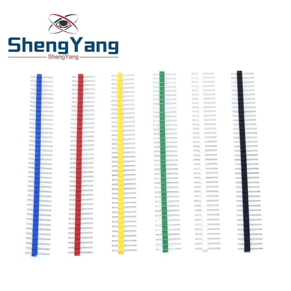

40Pin 1x40P 2.54MM Male Breakable Pin Header Strip 2.54 Long Blue Red White Green Yellow Black Connector kit for PCB board