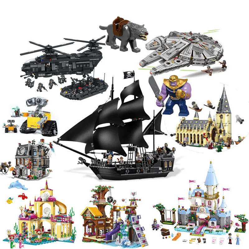 

New Pirate Ship Robot DIY Blocks Harry Potter Hogwarts The Avengers Models & Building Toy Children Toy Education Bricks