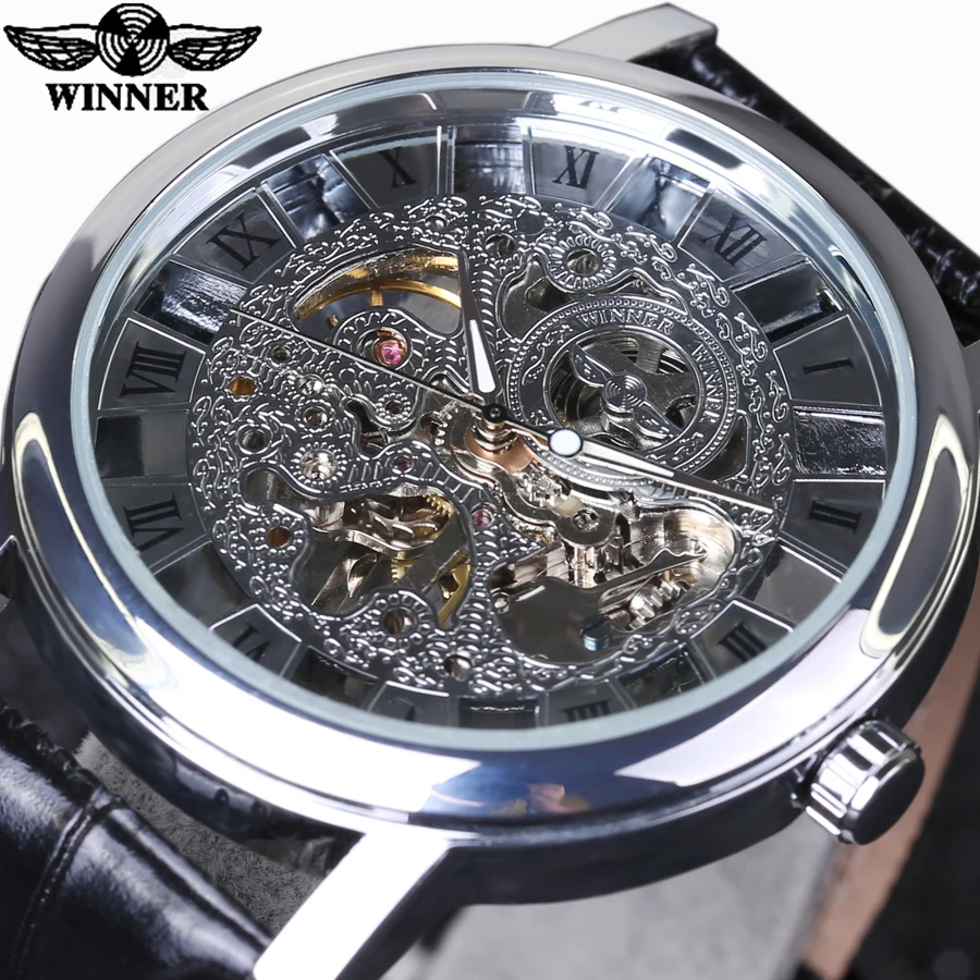 2016 Men's Skeleton Mechanical Hand Wind Watch Winner Watches Man