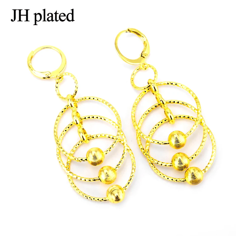 

JHplated Africa Earrings round for Women / Girl, 24k Arab Ethiopian Eritrea Jewelry Mom Gifts