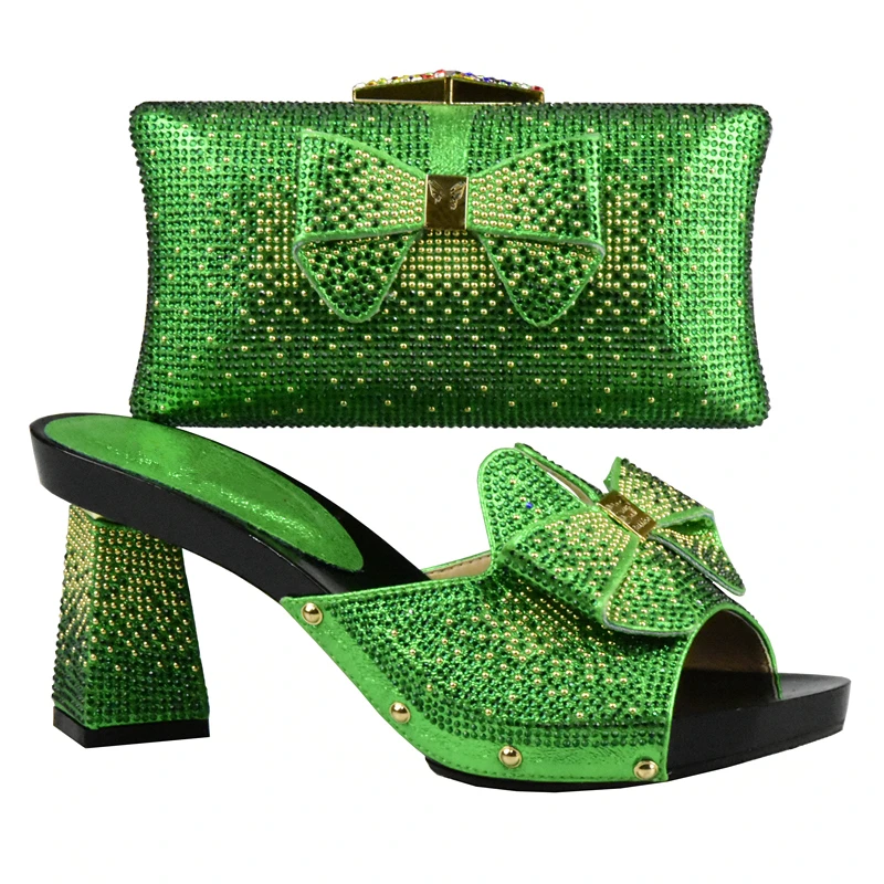 Nigérian argent Décoré Strass Femmes Africaines jaune Et Ensembles or Mariage Assorties peach vert Nouveau Noir Sac Chaussures Ensemble Avec Mode Chaussure wSUCxgq7