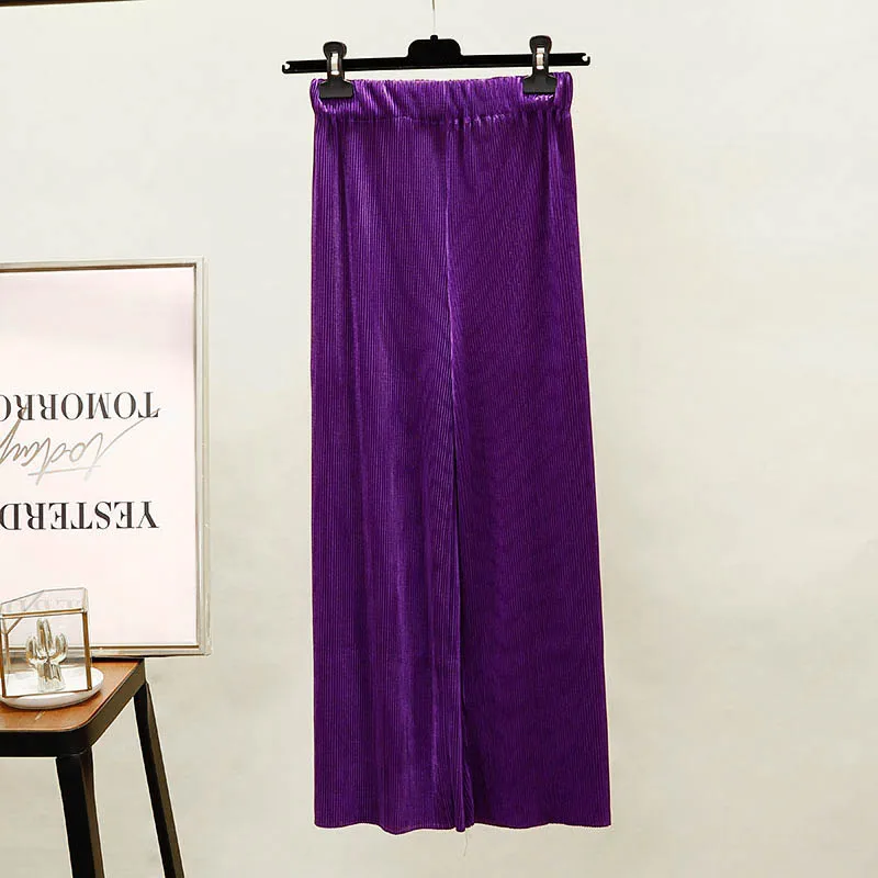 Женские широкие брюки ALPHALMODA однотонные плиссированные штаны с высокой талией на