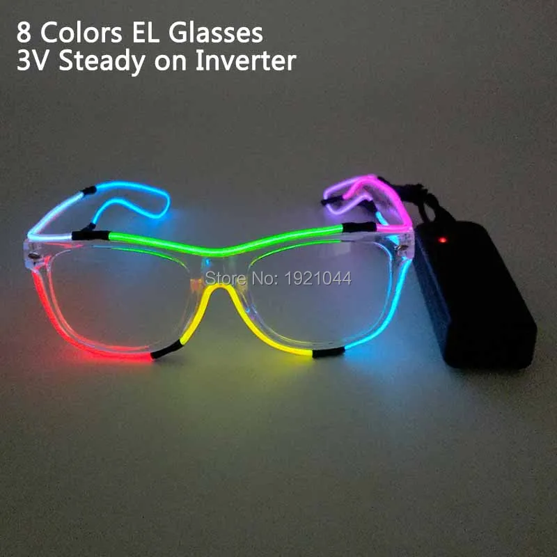 Стиль 8 цветов EL провода светящийся очки Glow вечерние реквизит ночь флуоресцентный очки красочные очки Рождественский подарок