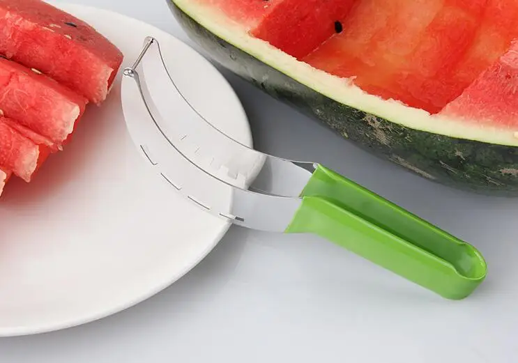 ORGANBOO 1 шт. модный Противоскользящий нож с зеленой ручкой для резки арбуза из нержавеющей стали нож для фруктов приспособление для резки арбуза