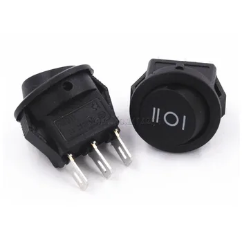 

10Pcs 16mm Diameter Small Round Black 3 Pin 6A/125V 3A/250V SPDT ON-OFF-ON Rocker Switch Snap-in