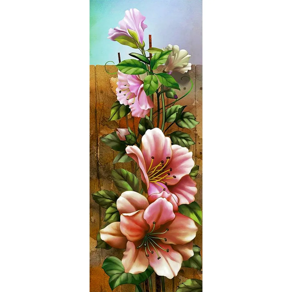 

5D Diamond Painting Full Round Drill Pink Lily Mosaic Vevet Canvas Art Flower Landscape Kits Embroidery Sticker Decoration Home