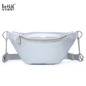 

BRIGGS Brand Women PU Leather Waist Belt Bag Chains Belt Waist Pack Small Women Bag Travel Bags Waist Pack Bolsas