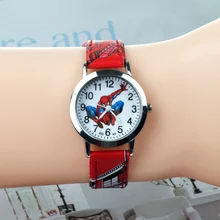 Joyrox рисунком Человека-паука детская Часы Горячая Мультфильм кожаный ремешок Детские часы студентов Обувь для девочек кварцевые наручные часы Обувь для мальчиков часы