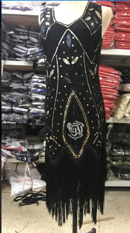 Новинка, женское винтажное платье 1920s с пайетками, полностью украшенное бахромой, украшенное хлопушкой, платье 20s Great Gatsby Vestidos