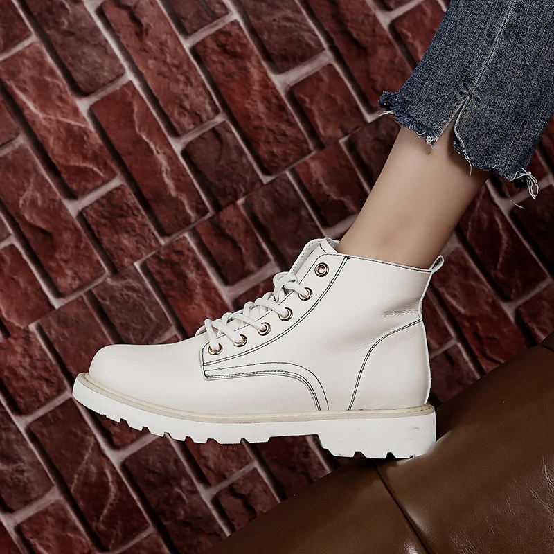 

2019 Women Ankle Boots Wedges Casual Lace Up Flats Platforms Shoes Women Autumn Winter Shoes Woman Classic Matin Bottes Femme