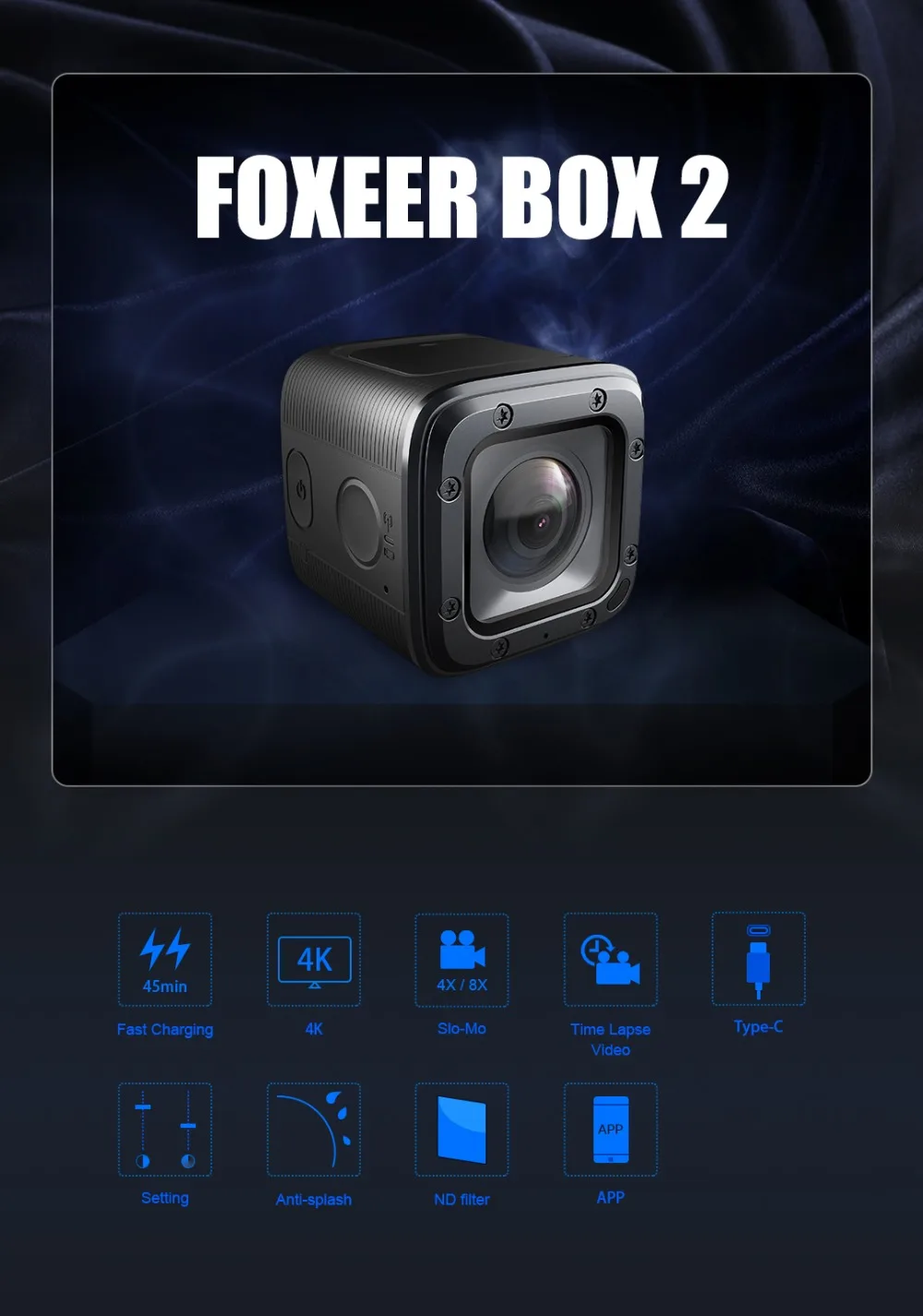 Выпуск Foxeer BOX 2 4K HD экшн FPV камера SuperVison HD 155 градусов ND фильтр Поддержка приложения Micro HDMI Быстрая зарядка тип-c