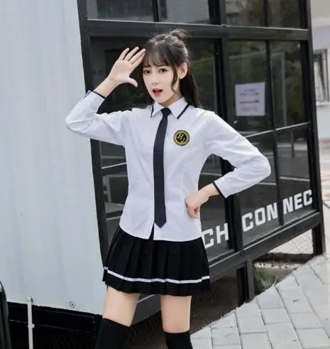 JK японская школьная униформа моряка модная класса матрос школьная форма для Косплэй костюм для девочек 3 шт./компл - Цвет: full sleeve